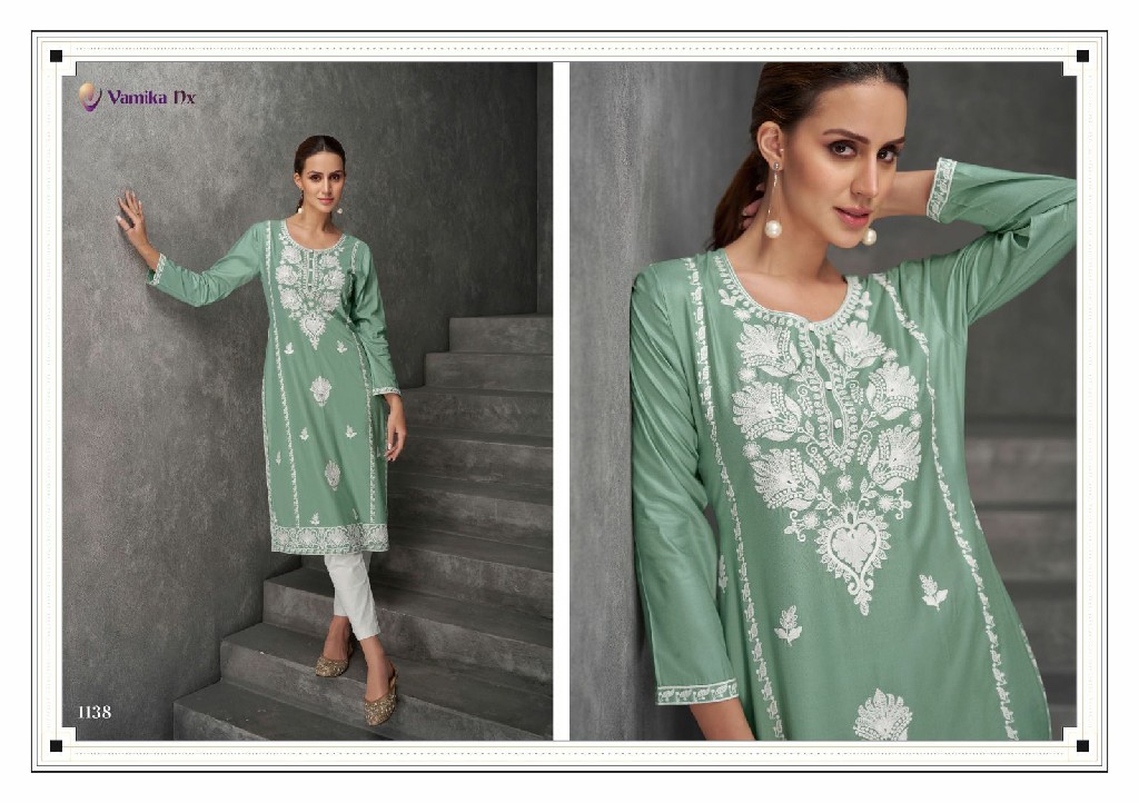 VAMIKA NX ROOH VOL 7 PREMIUM DESIGN LAKHNAWI FULL STITCH VISCOSE TOP WITH PANT