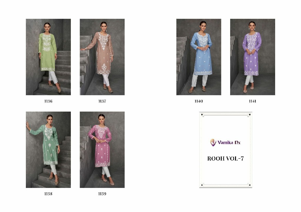 VAMIKA NX ROOH VOL 7 HIT PREMIUM DESIGN LAKHNAWI FULL STITCH VISCOSE TOP WITH PANT