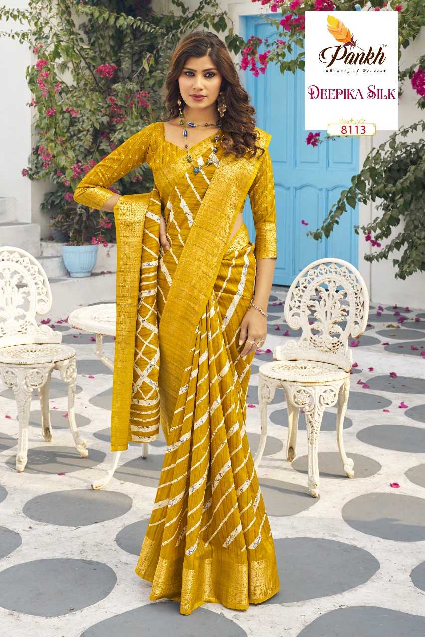 PANKH PRESENTS DEEPIKA SILK HIT DESIGN MUNGA SILK PRINTED SAREE WHOLESALER