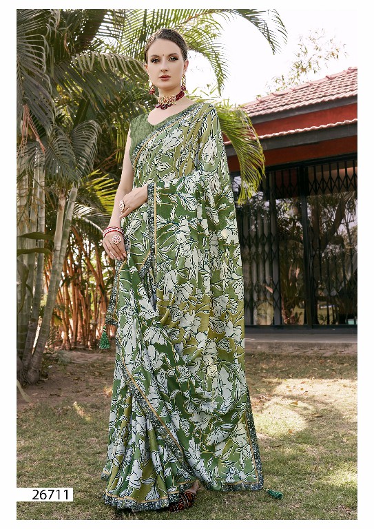 Vallabhi Victorious Wholesale Moss Georgette Indian Sarees