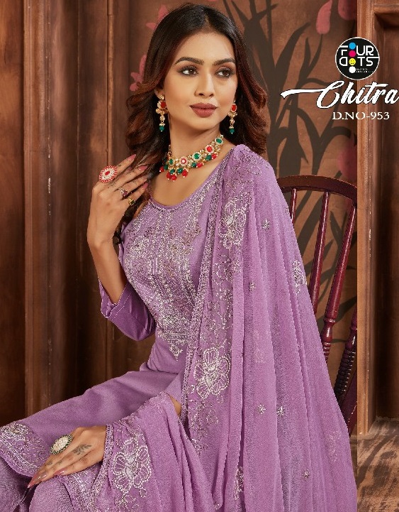 Fourdots Chitra Wholesale Jam Silk With Heavy Work Dress Material