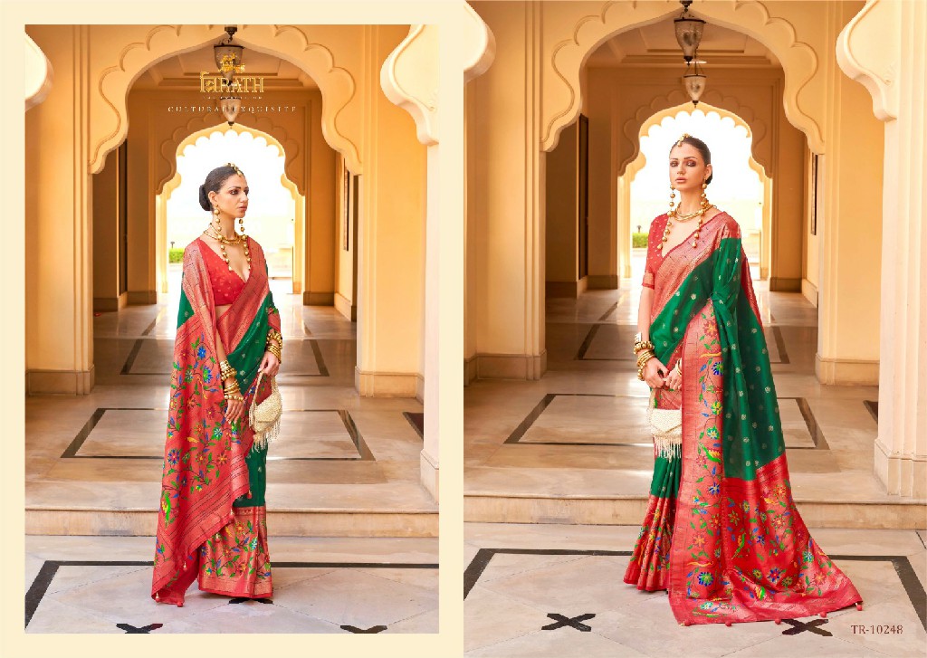 Trirath Swastik Wholesale Silk With Paithani Design Festive Sarees