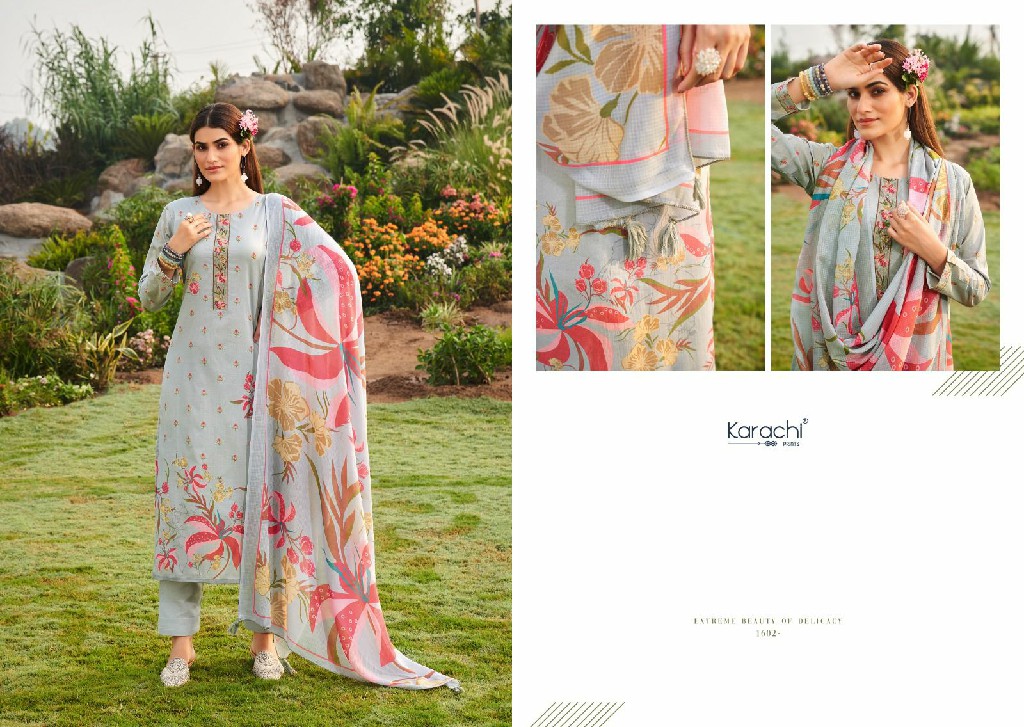 Karachi Lotus Velley Wholesale Pure Lawn Cotton With Work Dress Material