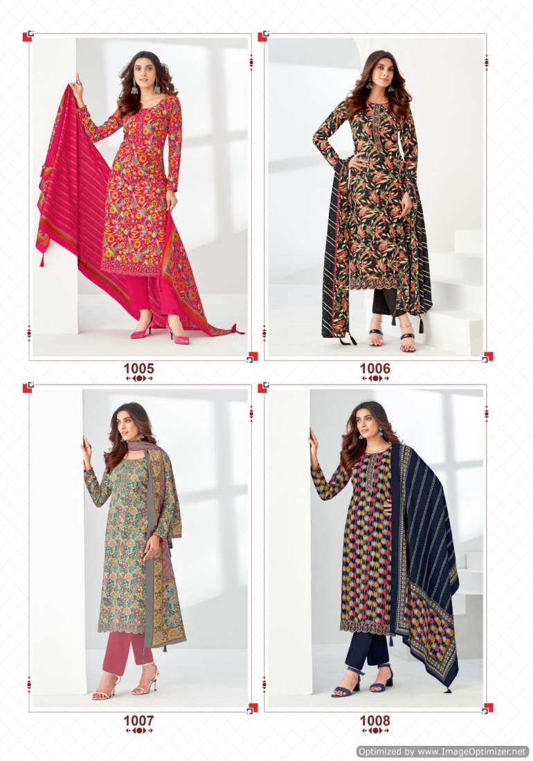 Suryajyoti Piroi Vol-1 Wholesale Rayon Neck And Border Work Dress Material