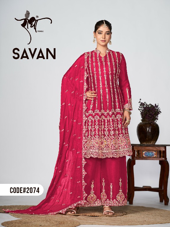 RADHA TRENDZ PRESENTS SAVAN WEDDING PREMIUM CHINON FULL STITCH SALWAR KAMEEZ