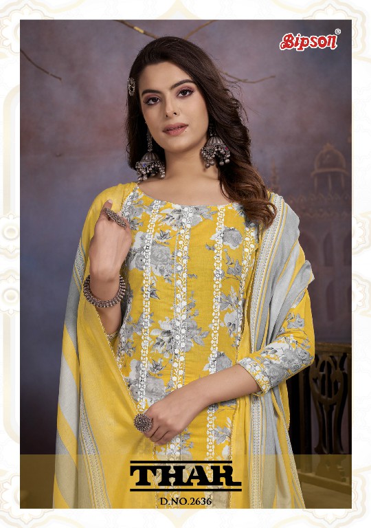 Bipson Thar 2636 Wholesale Pure Cotton With Thread Embroidery Dress Material