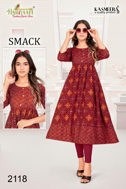 HARIYAALI SMACK VOL 21 TRENDY DESIGN CAPSUAL FOIL PRINT LONG KURTI COMBO SET