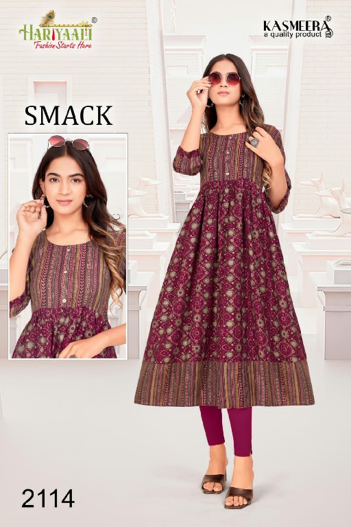 HARIYAALI SMACK VOL 21 TRENDY DESIGN CAPSUAL FOIL PRINT LONG KURTI COMBO SET