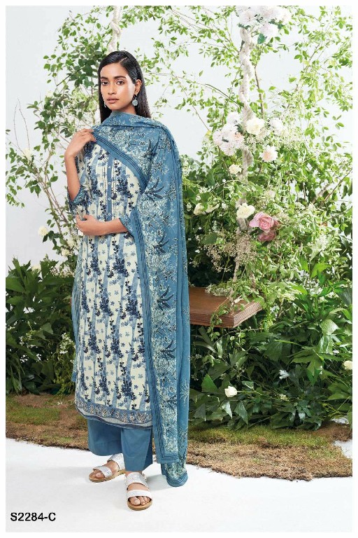 Ganga Elkin S2284 Wholesale Cotton With Embroidery Salwar Suits