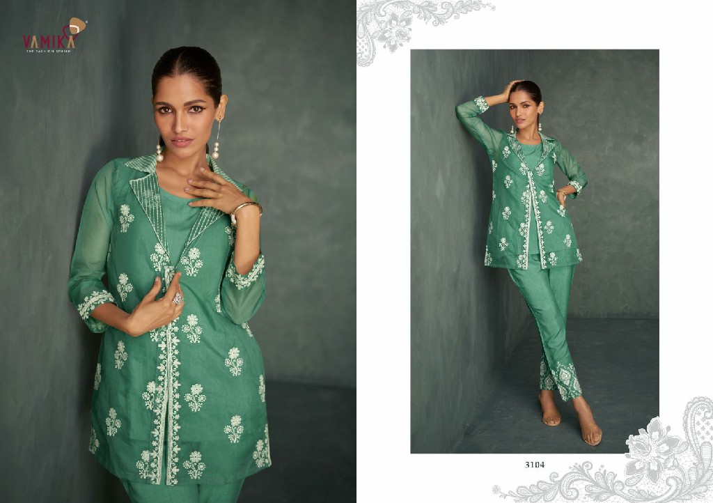 Vamika Rabya Vol-1 Wholesale Organza With White Work Cord-Ord Sets