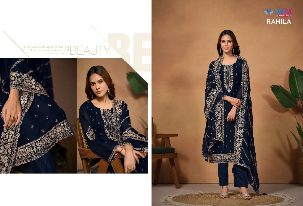 Vipul Rahila Wholesale Silk Georgette With Embroidery Straight Suits