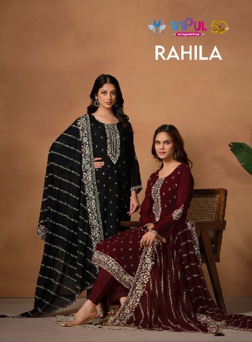 Vipul Rahila Wholesale Silk Georgette With Embroidery Straight Suits