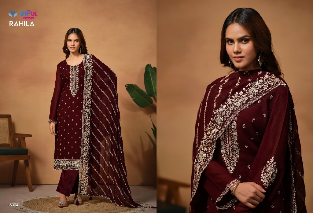 Vipul Rahila Wholesale Silk Georgette With Embroidery Straight Suits