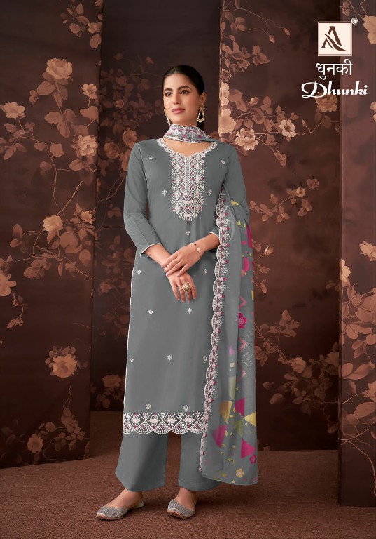 ALOK SUIT DHUNKI OCCASION WEAR ZAM COTTON LUCKHNAWI UNSTITCH SALWAR SUIT