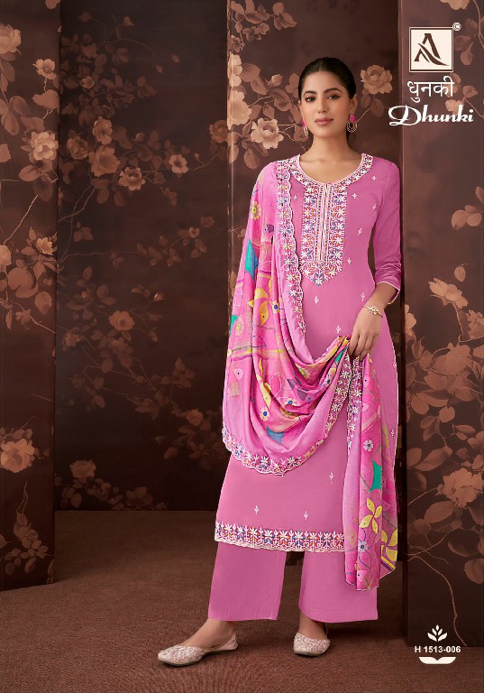 ALOK SUIT DHUNKI OCCASION WEAR ZAM COTTON LUCKHNAWI UNSTITCH SALWAR SUIT