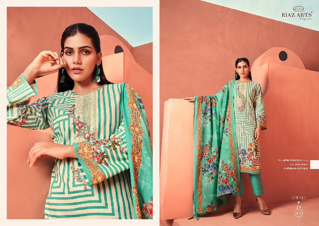 RIAZ ARTS DHUNKI SIMPLE DESIGN PURE KARACHI LAWN PAKISTANI SALWAR KAMEEZ