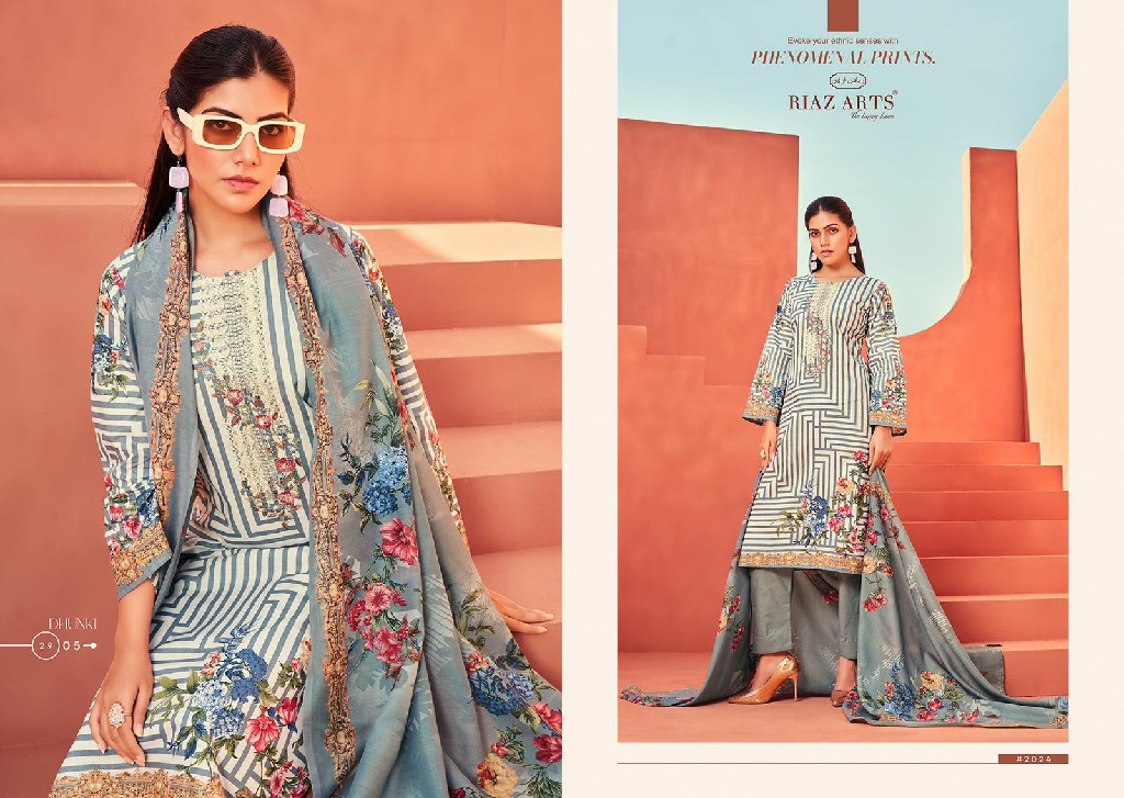 RIAZ ARTS DHUNKI SIMPLE DESIGN PURE KARACHI LAWN PAKISTANI SALWAR KAMEEZ