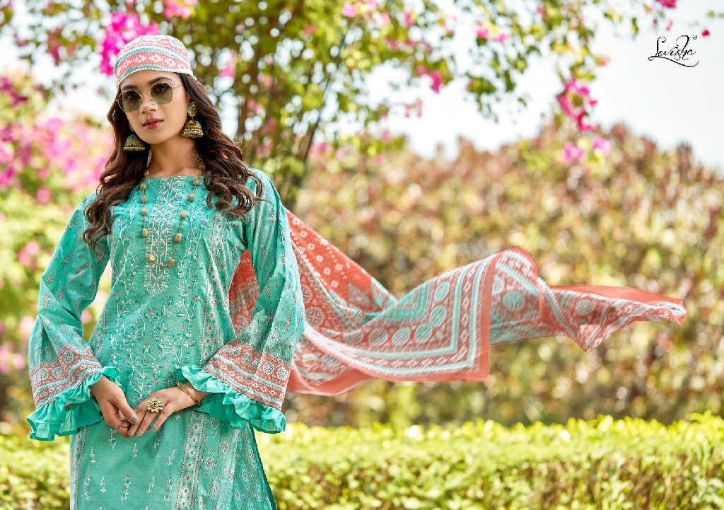 Levisha Sana Samiya Wholesale Cambric Cotton With Self Embroidery Dress Material