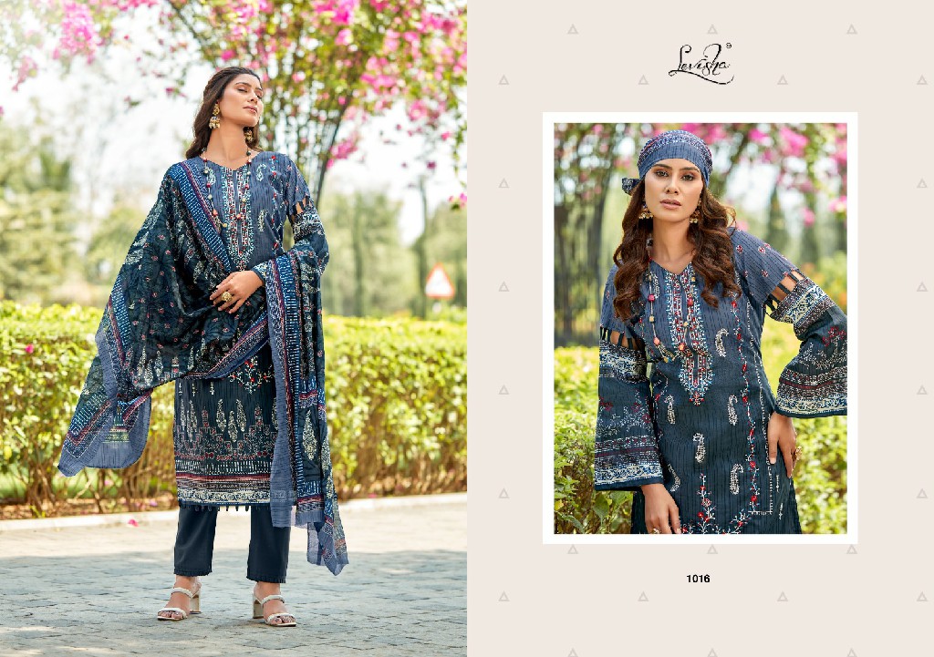 Levisha Sana Samiya Wholesale Cambric Cotton With Self Embroidery Dress Material