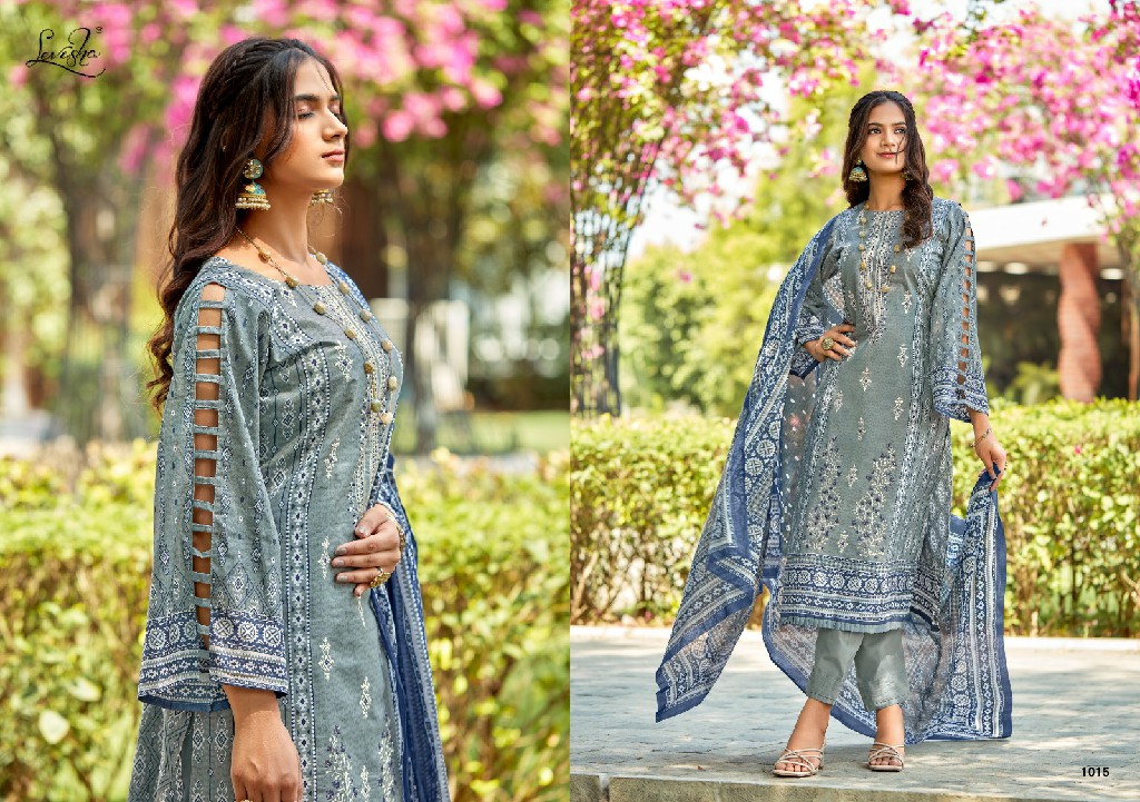 Levisha Sana Samiya Wholesale Cambric Cotton With Self Embroidery Dress Material