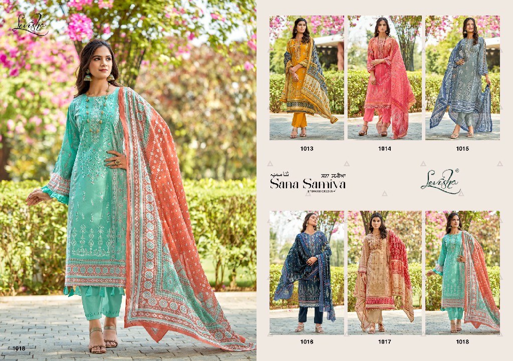 Levisha Sana Samiya Wholesale Cambric Cotton With Self Embroidery Dress Material