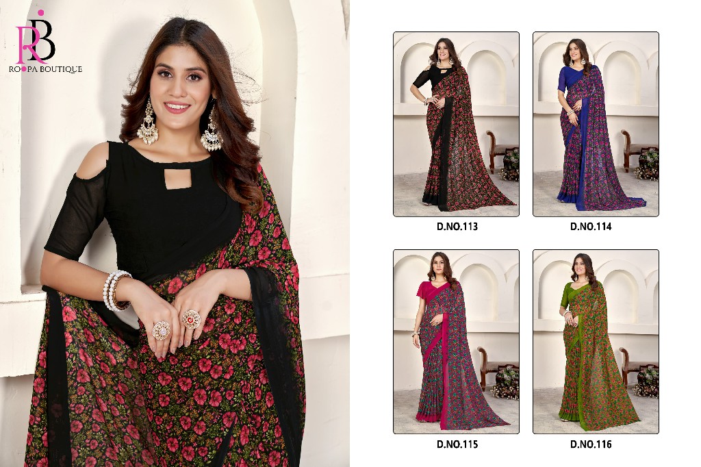 Roopa Boutique Zeeya Radhika Vol-4 Wholesale Weight Less With Blouse Included Sarees