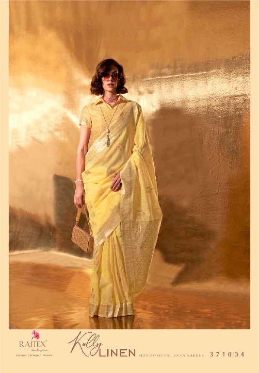 Rajtex Kelly Linen Wholesale Handwoven Linen Function Wear Sarees