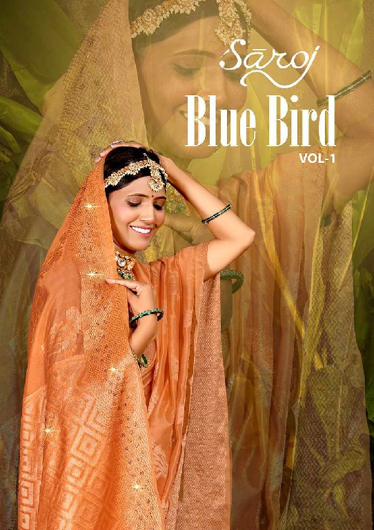 Saroj Blue Bird Vol-1 Wholesale Cotton Silk Swarovski Work Sarees