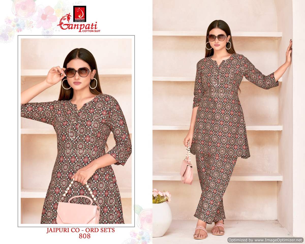 GANPATI COTTON JAIPURI COAT SUIT VOL 8 FANCY CORD SET AMAZING DESIGNS TUNICS WITH PANT