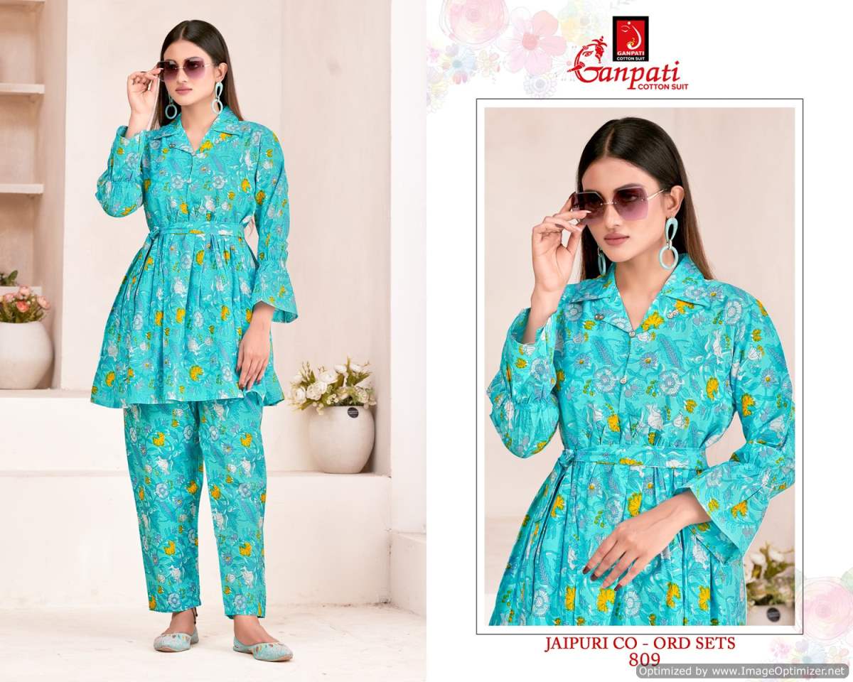 GANPATI COTTON JAIPURI COAT SUIT VOL 8 FANCY CORD SET AMAZING DESIGNS TUNICS WITH PANT