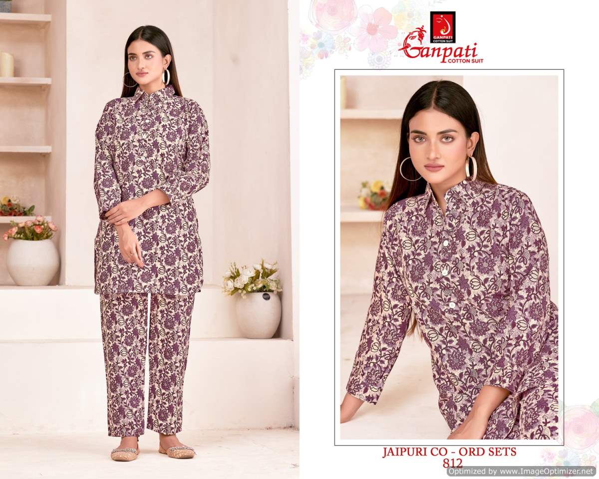 GANPATI COTTON JAIPURI COAT SUIT VOL 8 FANCY CORD SET AMAZING DESIGNS TUNICS WITH PANT