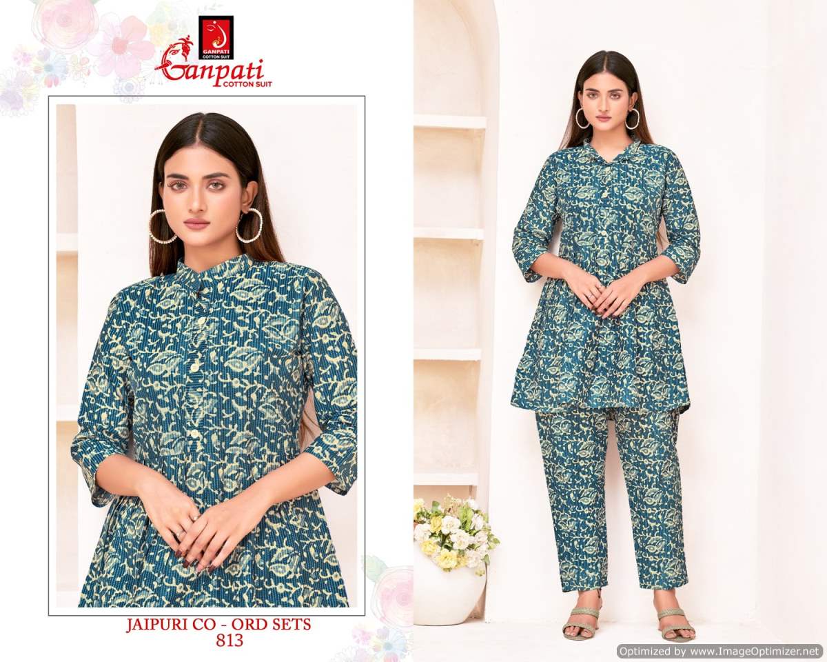 GANPATI COTTON JAIPURI COAT SUIT VOL 8 FANCY CORD SET AMAZING DESIGNS TUNICS WITH PANT