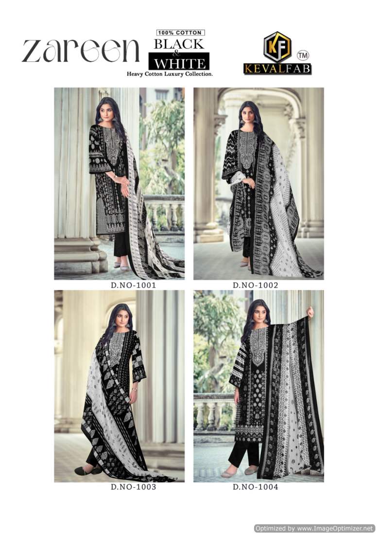 Keval Zareen Black And White Wholesale Cotton Printed Dress Material