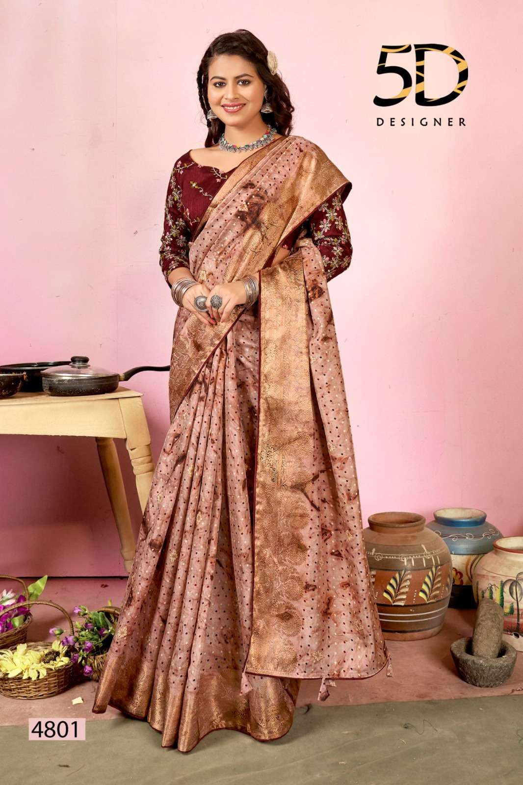 5D DESIGNER LAUNCH VAISHALI FANCY SOFT SILK SAREES SUPPLIER