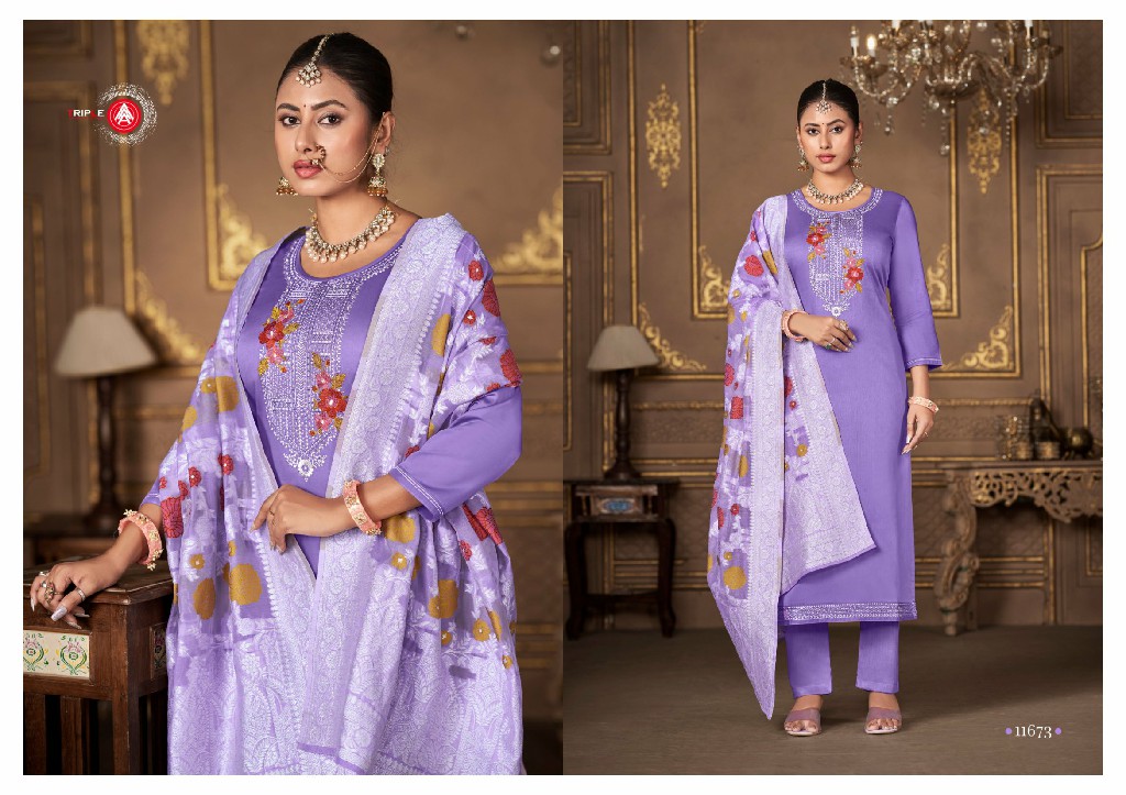 Triple AAA  Aas Vol-6 Wholesale Pure Jam Silk With Work Dress Material