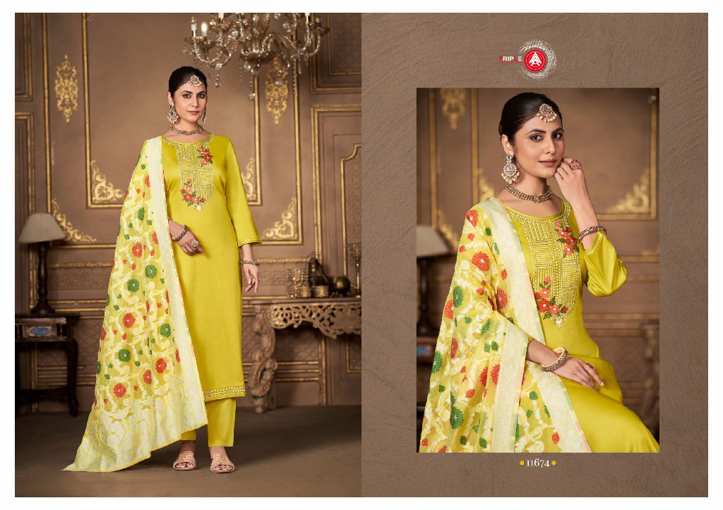 Triple AAA  Aas Vol-6 Wholesale Pure Jam Silk With Work Dress Material