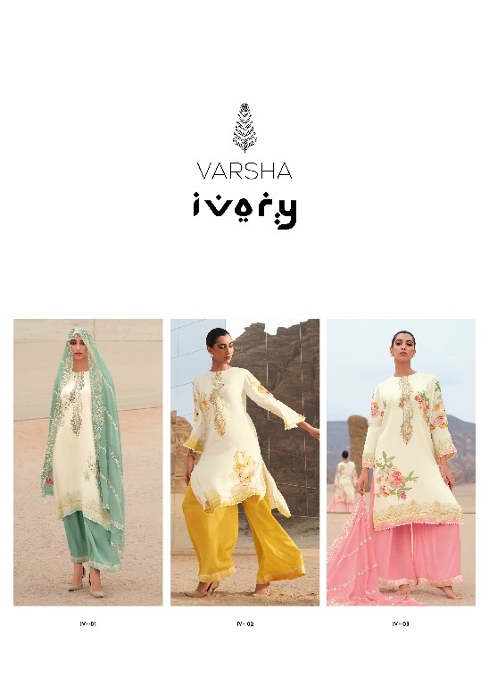 Varsha Ivory Wholesale Viscose Cotton With Embroidery Salwar Suits