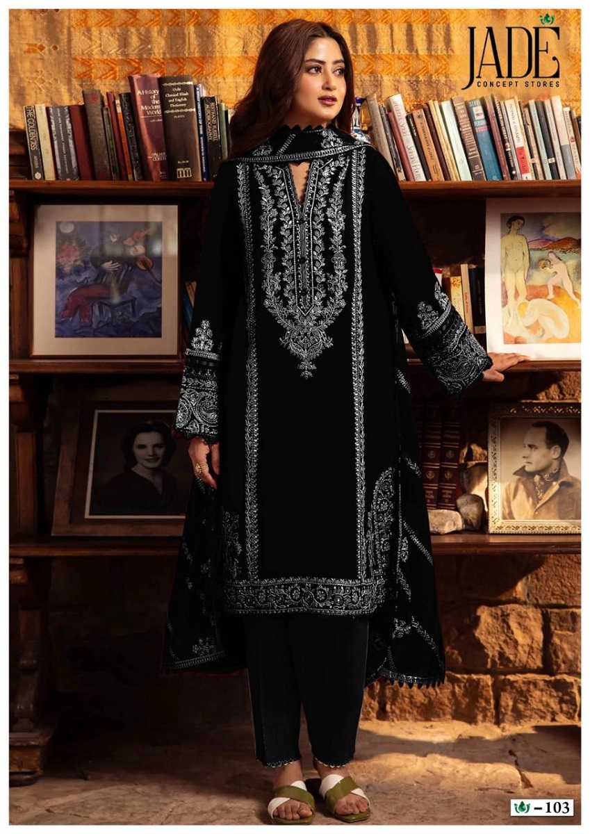 Jade Bin Saeed Black And White Heavy Cotton Collection Dress Material