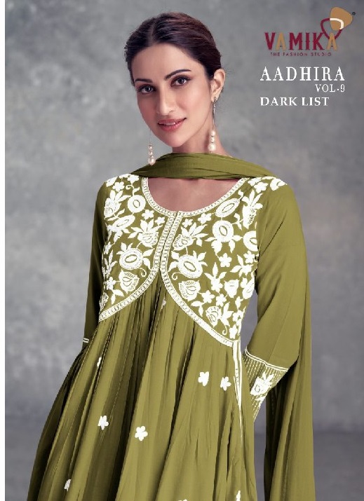 VAMIKA AADHIRA VOL 9 DARK LIST STYLISH NARYA STYLE LAKHNAWI SALWAR KAMEEZ