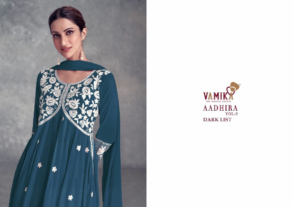 VAMIKA AADHIRA VOL 9 DARK LIST STYLISH NARYA STYLE LAKHNAWI SALWAR KAMEEZ