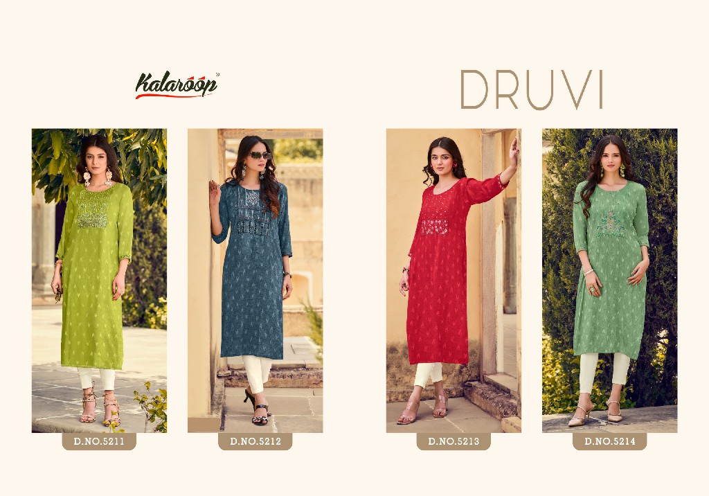 KALAROOP KAJREE FASHION DRUVI SIMPLE FANCY FABRIC READYMADE KURTI