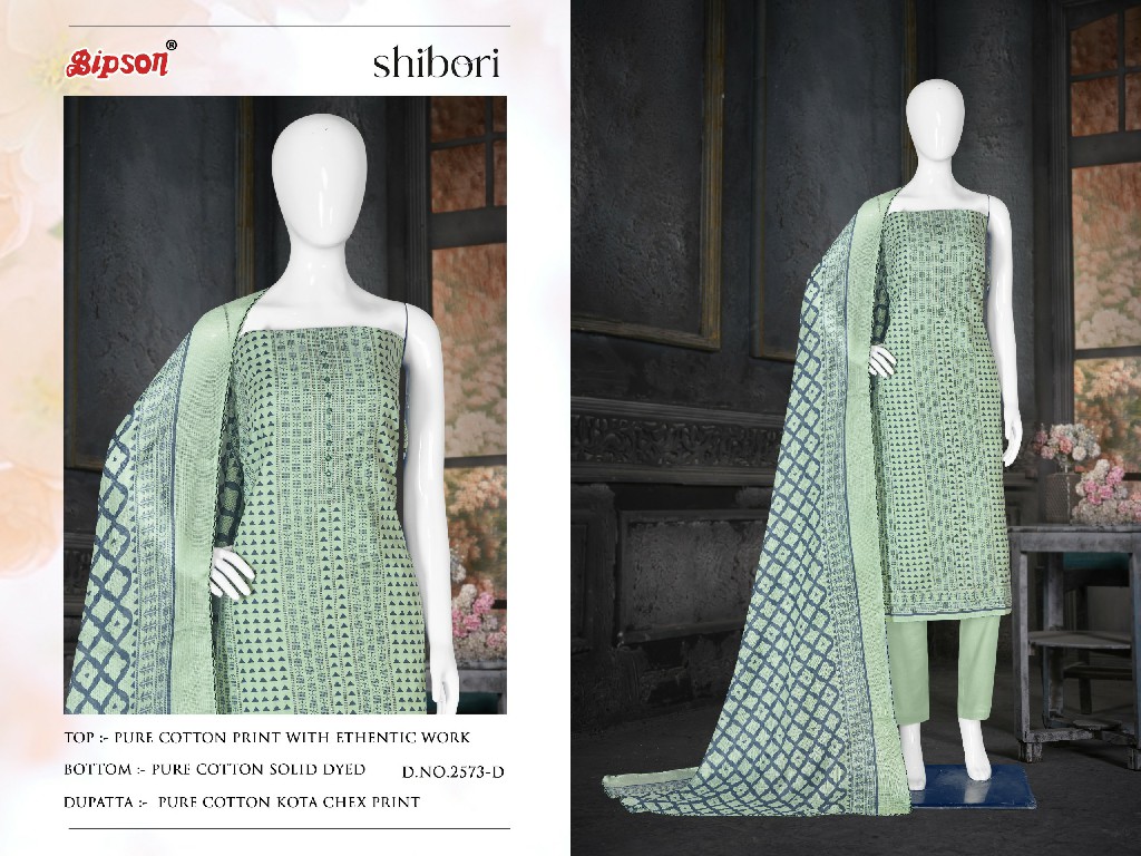 Bipson Shibori 2573 Wholesale Pure Cotton With Jari Work Dress Material