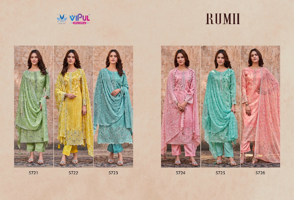 Vipul Rumii Wholesale Pure Viscose With Schifli Work Straight Salwar Suits