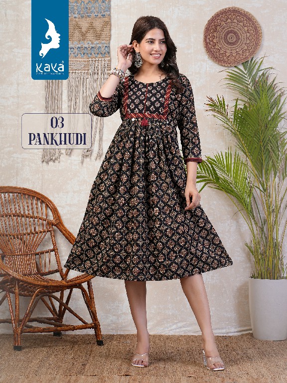 Kaya Pankhudi Wholesale Cotton Dhabu Gamthi Print Kurtis