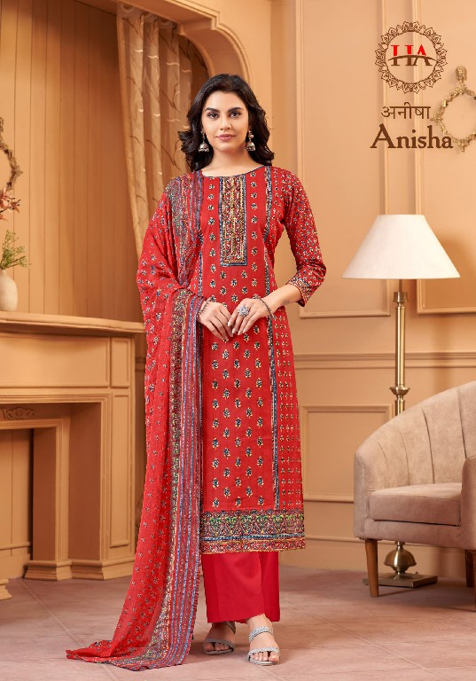 Harshit Anisha Wholesale Pure Cotton Cambric With Foil Work Dress Material