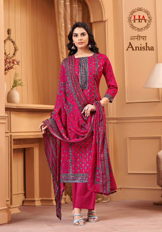 Harshit Anisha Wholesale Pure Cotton Cambric With Foil Work Dress Material