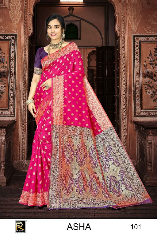 RONISHA ASHA BY RANJNA SAREE BANARASI SILK PREMIUM FABRICS SUPER HIT COLLECTION SAREES