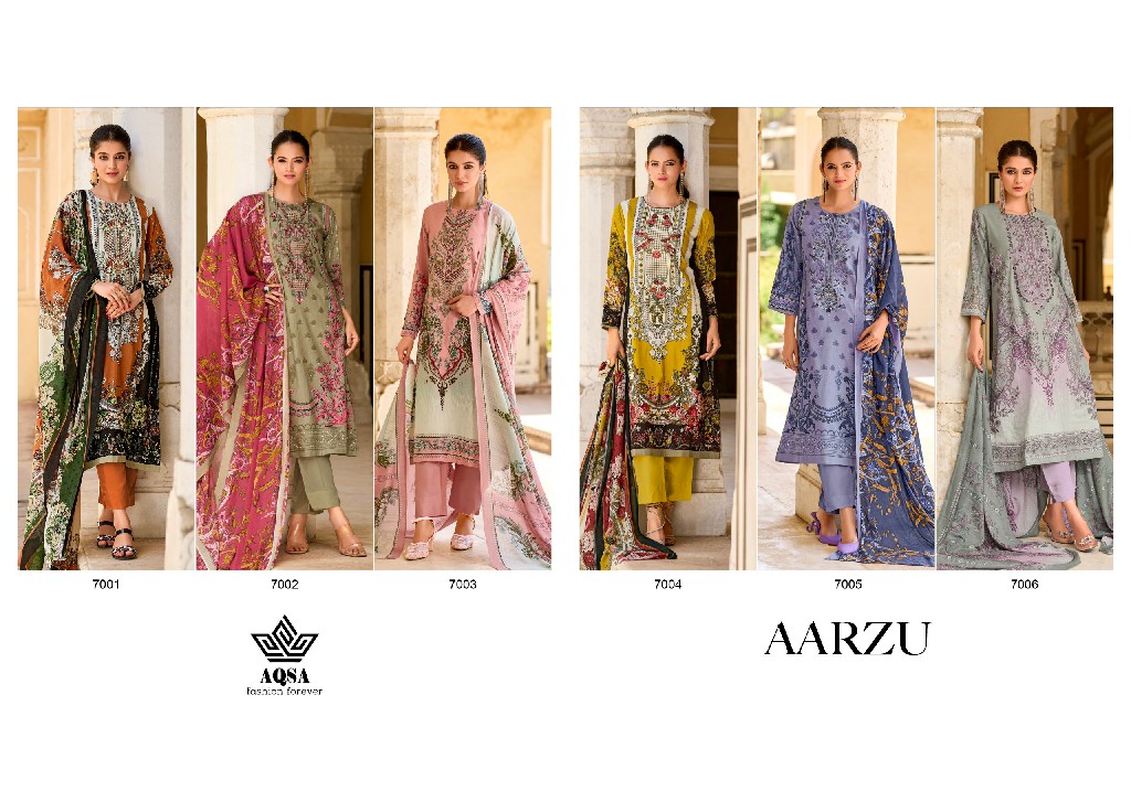 AQSA Aarzu Wholesale Cambric Cotton With Embroidery Dress Material