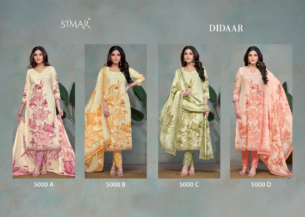 Glossy Simar Didaar Wholesale Pure Linen With Handwork Salwar Suits