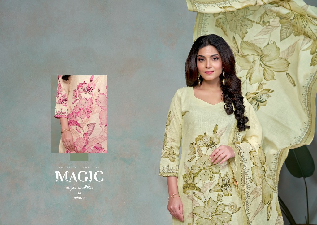 Glossy Simar Didaar Wholesale Pure Linen With Handwork Salwar Suits